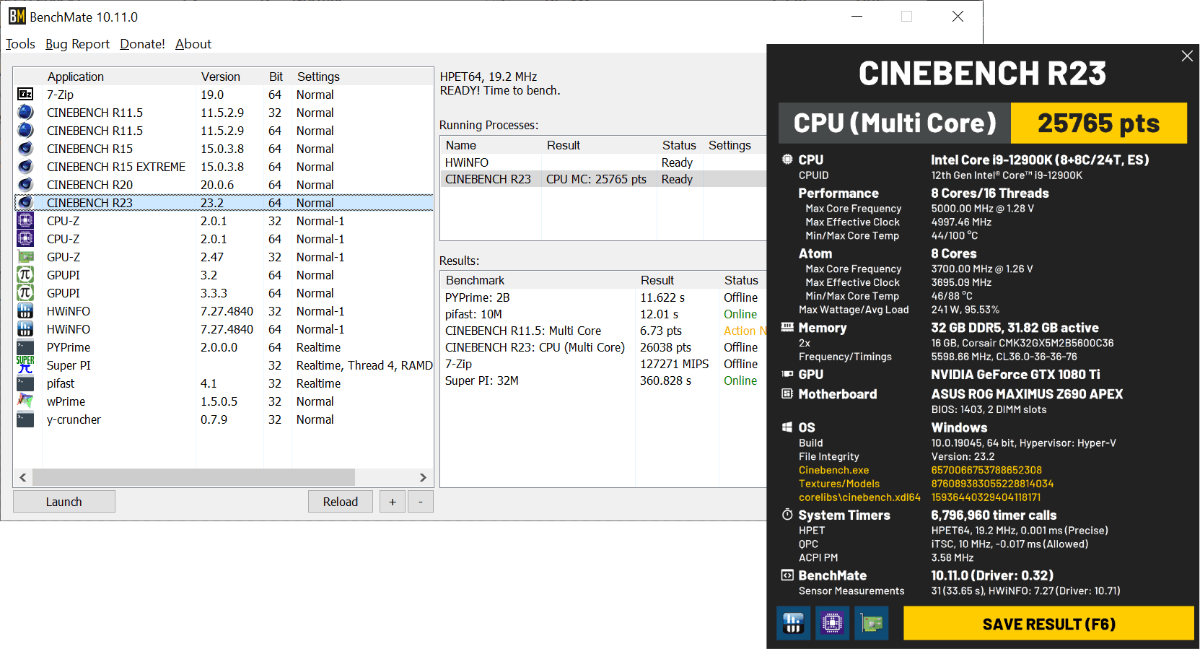 BenchMate Client Screenshot